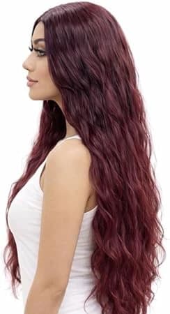 Long wavy wig dark wine red wig natural fashion wigs for women.