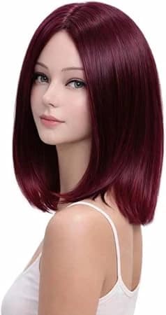 Short straight bob wig wine red wigs for women natural looking fashion.