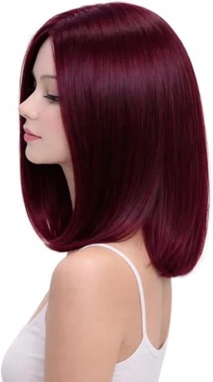 Short straight bob wig wine red wigs for women natural looking fashion.