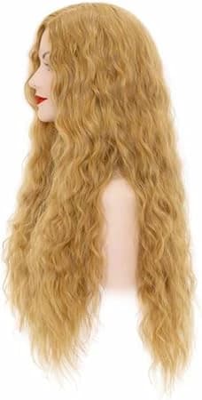Long wavy golden blonde wig natural hairstyle cosplay wig.