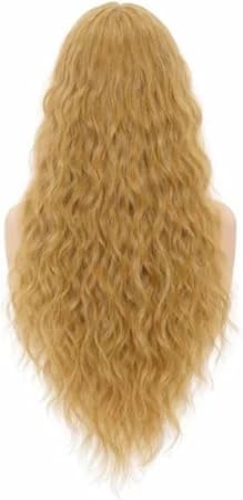 Long wavy golden blonde wig natural hairstyle cosplay wig.
