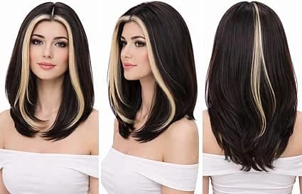 Long dark blonde wigs with bangs soft straight wigs for women.