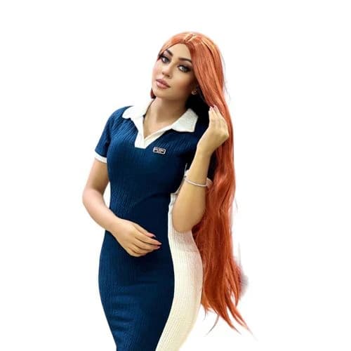 Long wavy copper wig