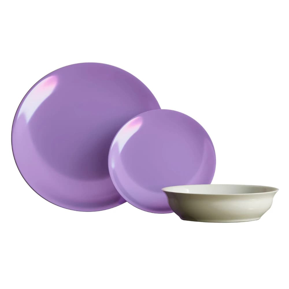 Delicia Porcelain Set 18 pcs. (Purple * Ivory) Shiny