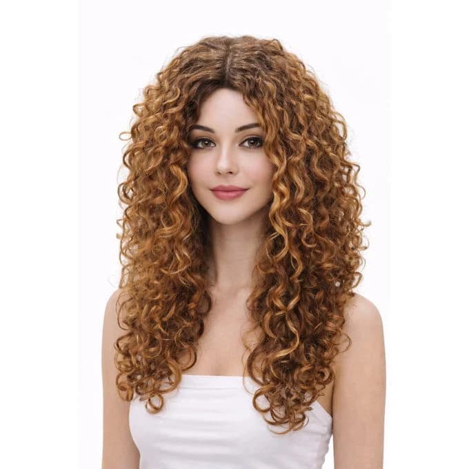 Golden brown curly wig