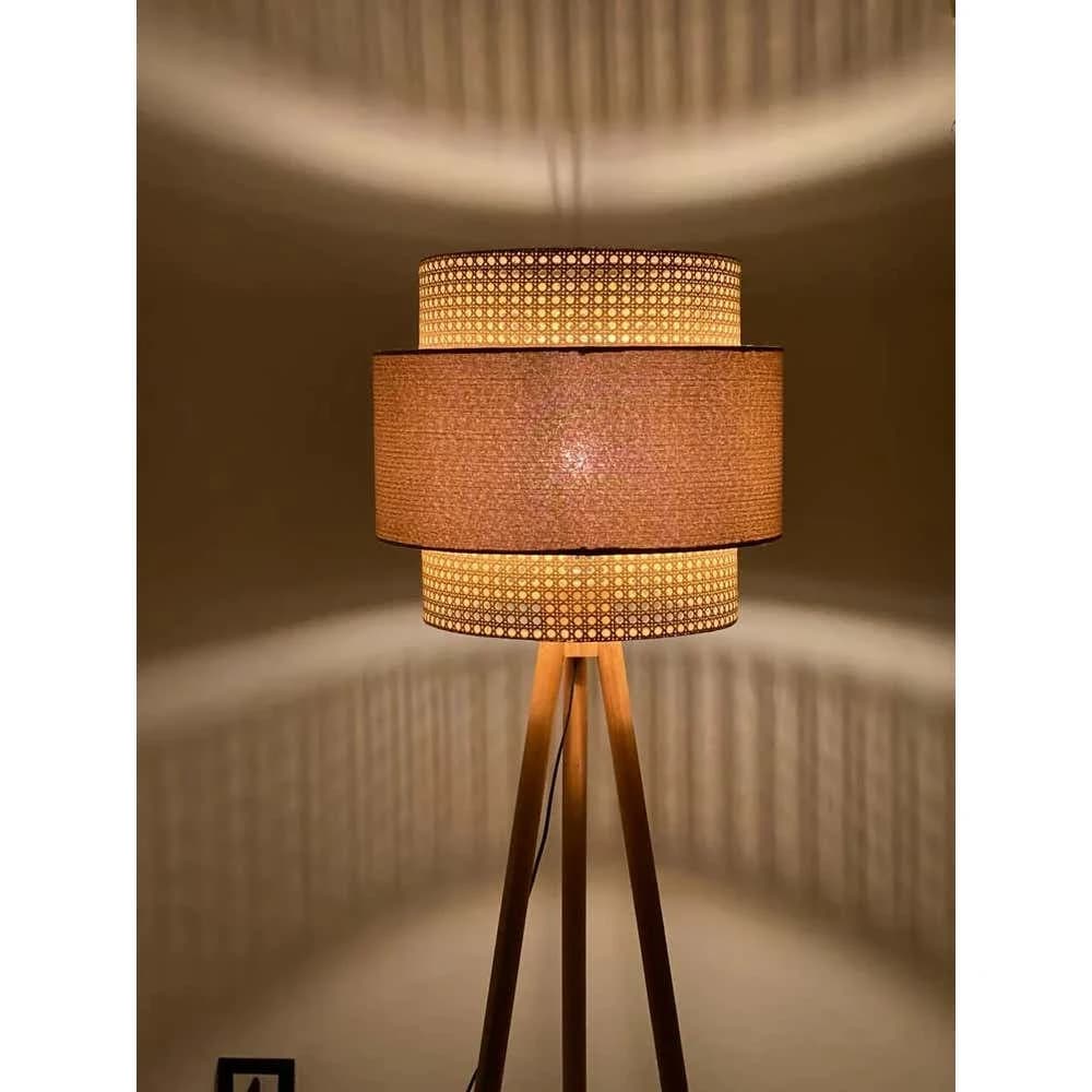 TBS Rattan Boho Floor Lamp, 160 ×45 cm - Beige