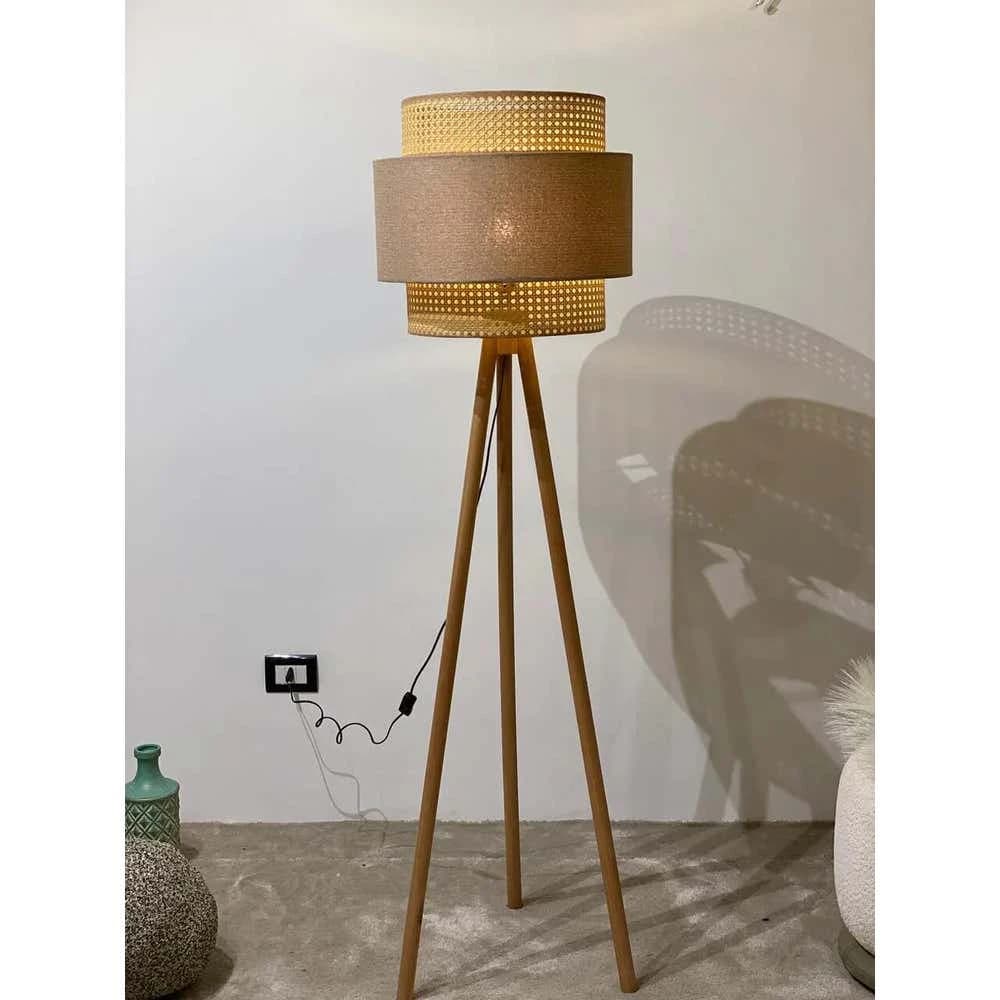 TBS Rattan Boho Floor Lamp, 160 ×45 cm - Beige