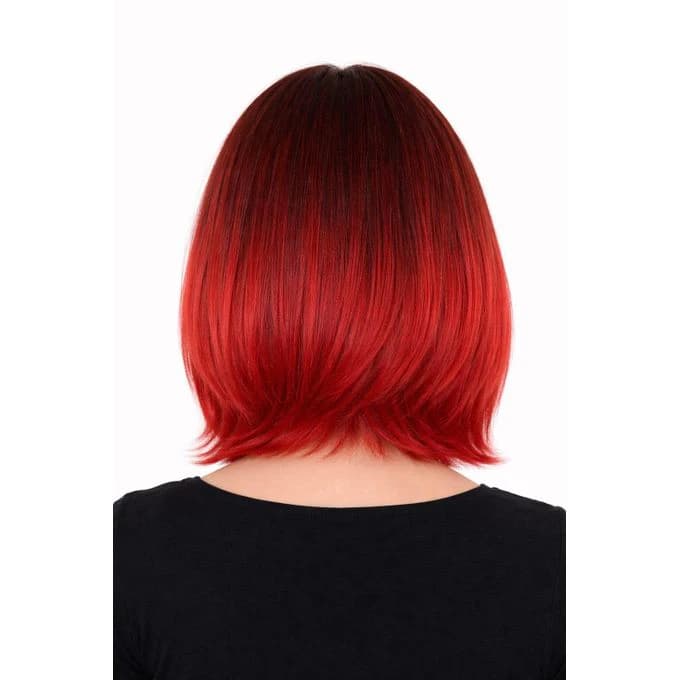 Red wig made of thermal fiber