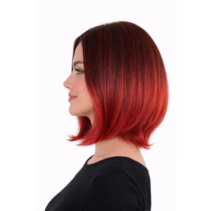 A short wig for women made of thermal fiber in red
