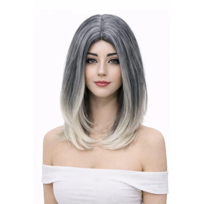 Gray wig with blonde ends