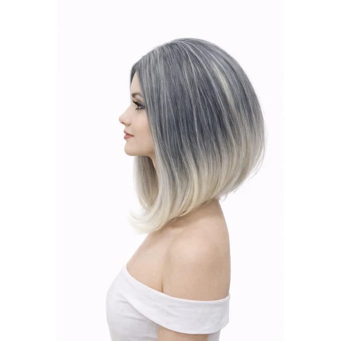 Gray wig with blonde ends
