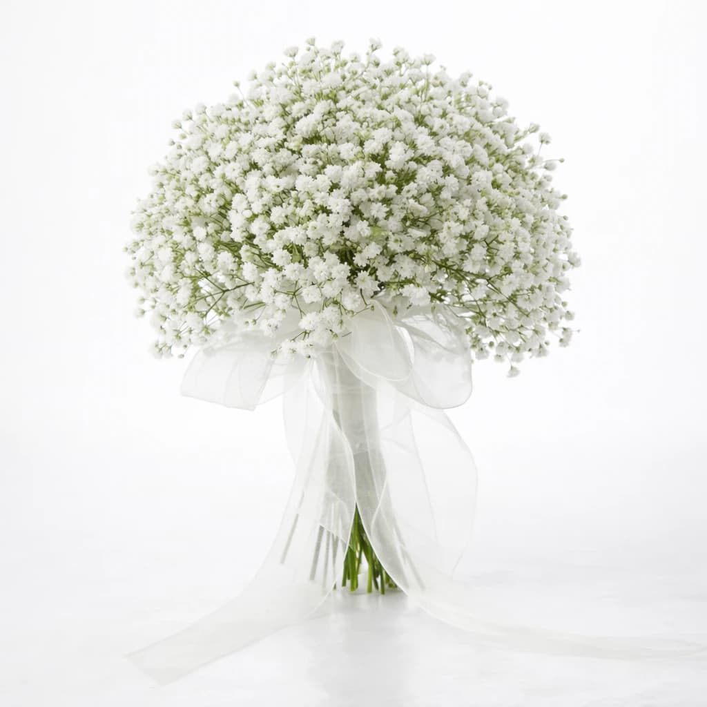 Artificial Rose Bouquet Baby Flower White Color