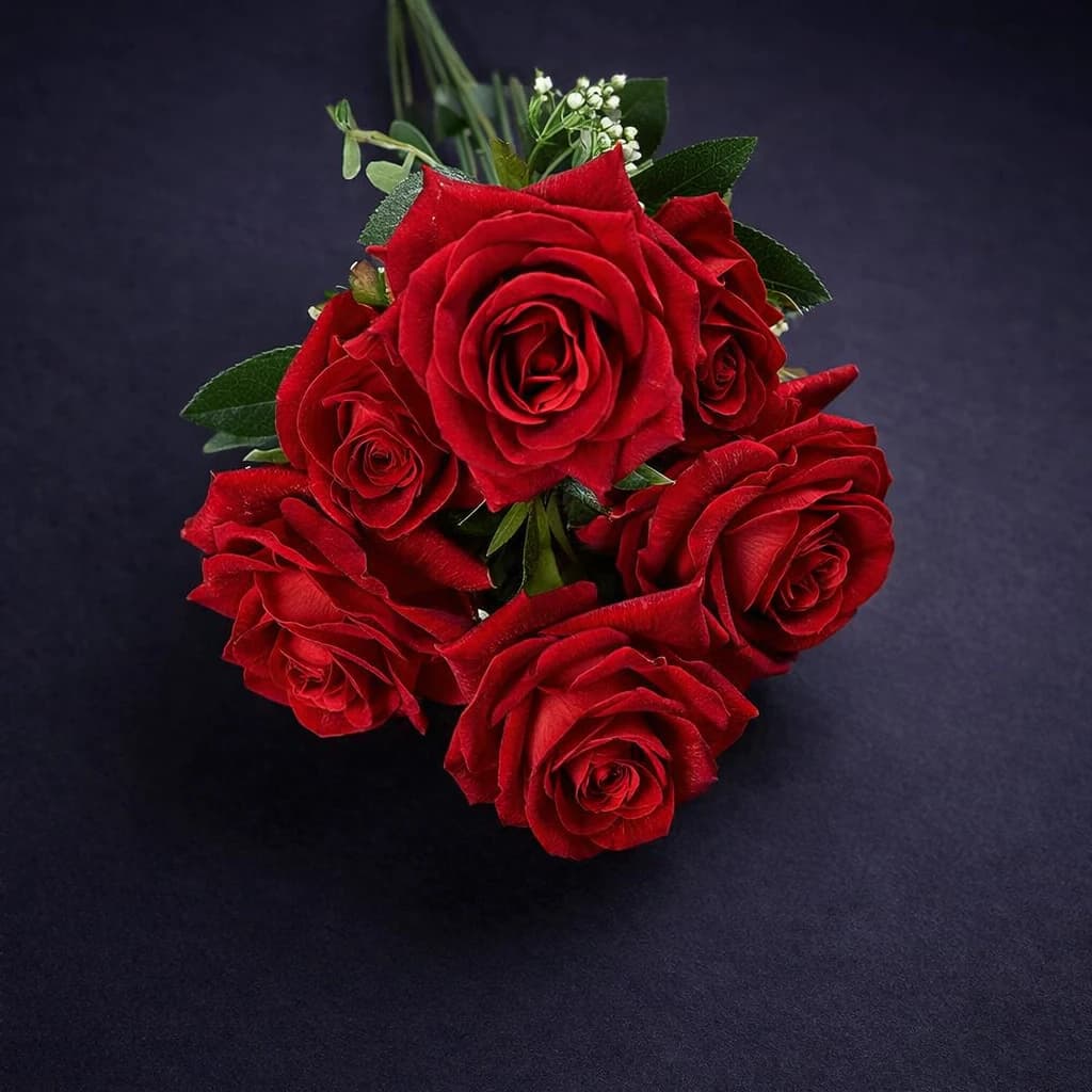 Red Velvet Artificial Rose Bouquet for Occasions