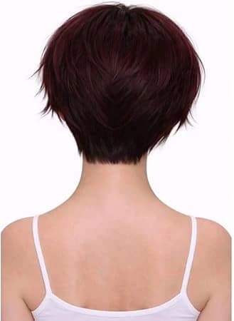 Short wigs for women dark brown with red gradient elegant boxy hairstyle with si