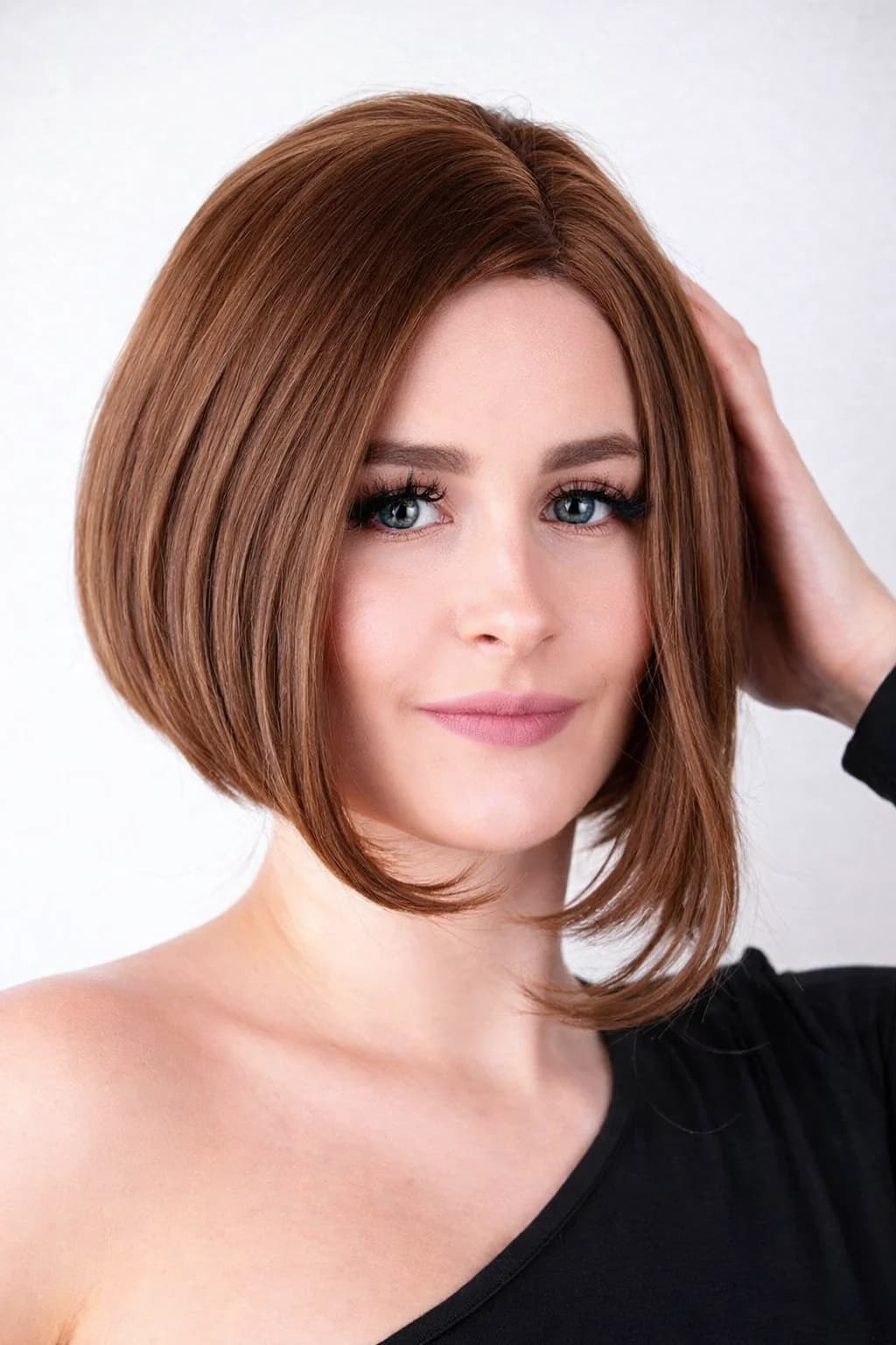 Short brown bob wig soft straight wigs for women.