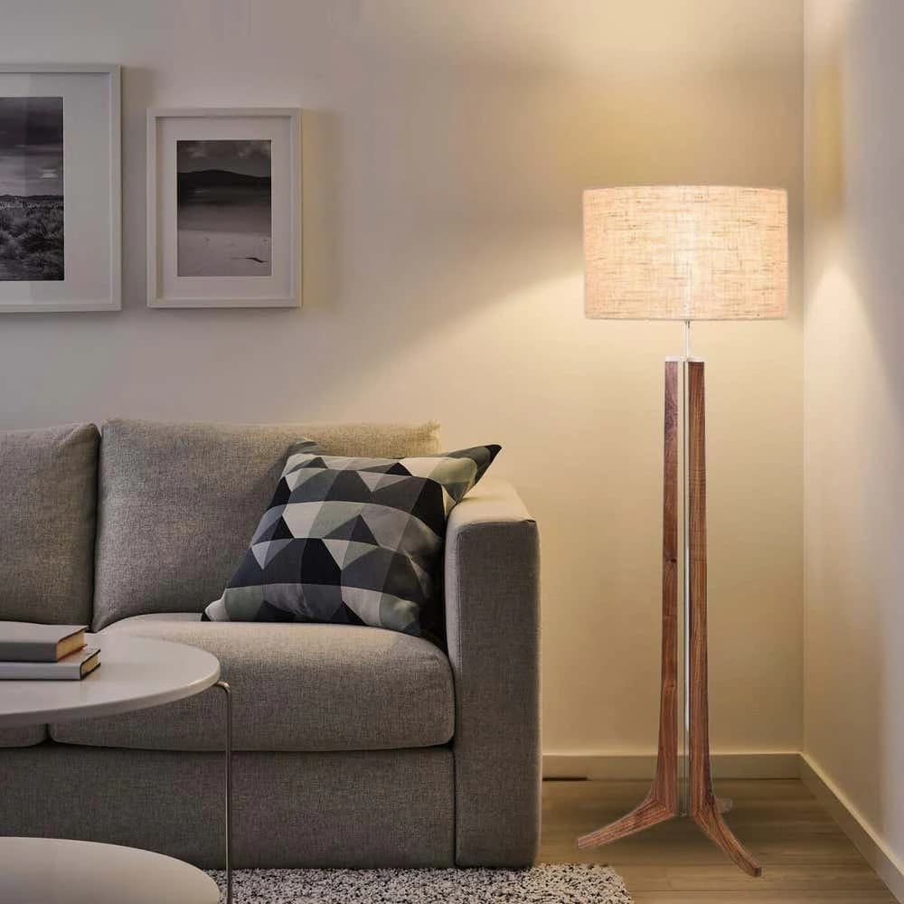 TBS Burlap Threads Boho Floor Lamp – 160×45 cm – Beige