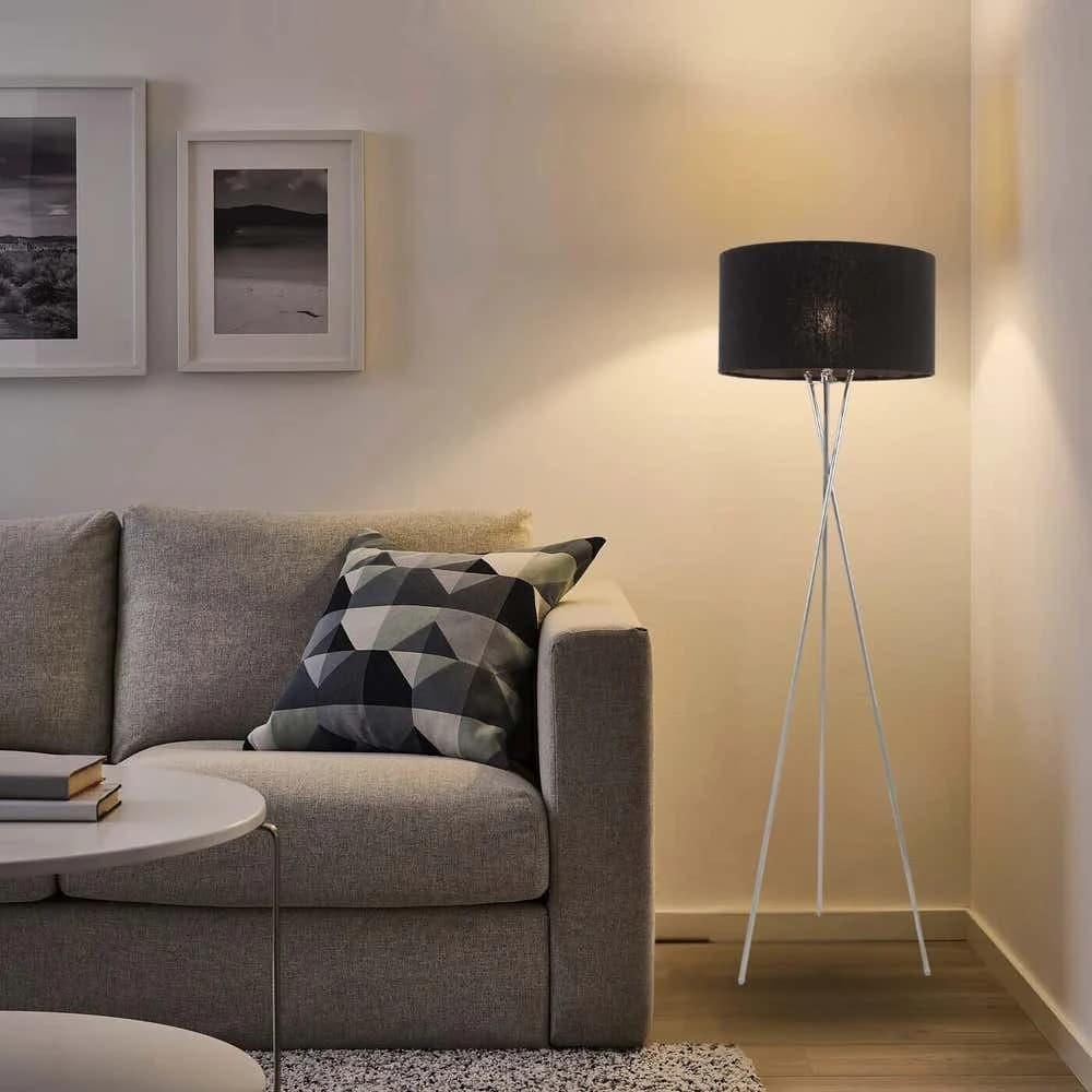 TBS Fabric Modern Floor Lamp, 160 ×45 cm - Black