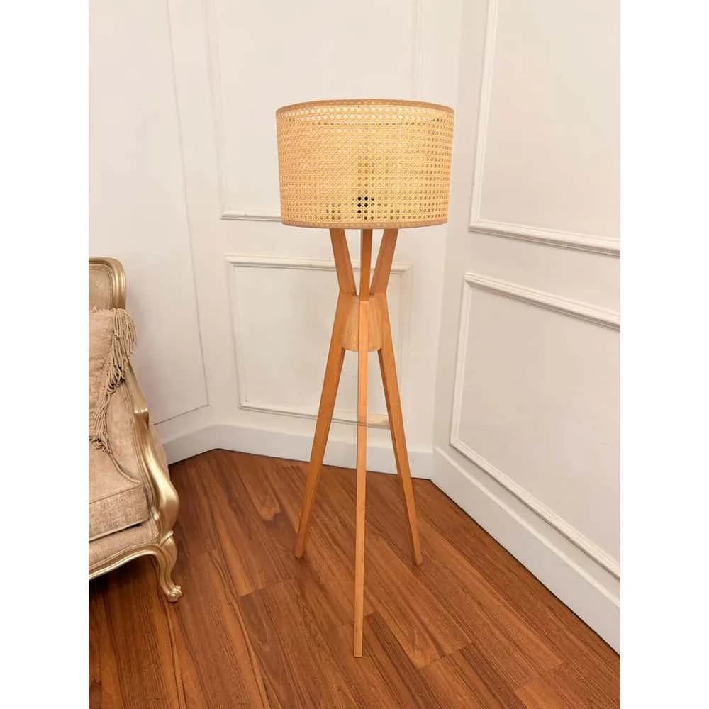TBS Rattan Boho Floor Lamp, 160 ×45 cm - Beige
