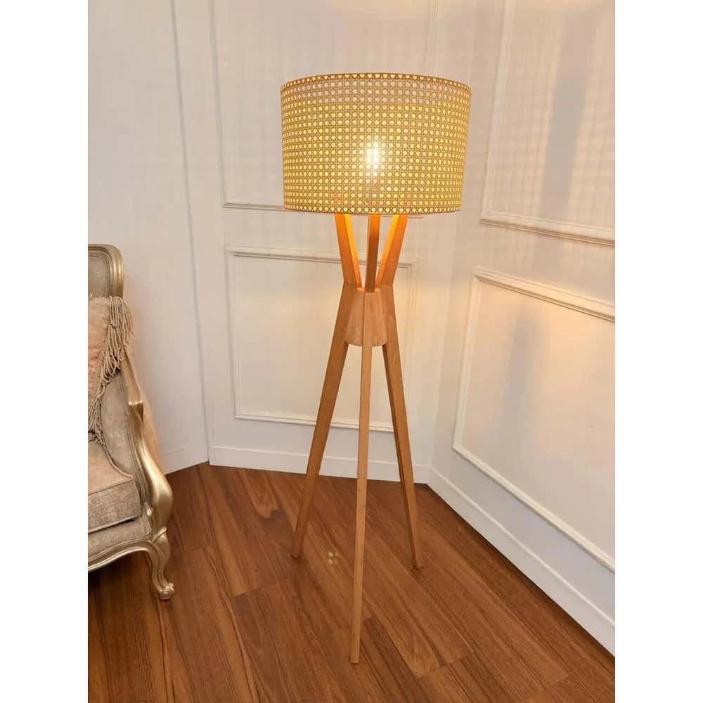 TBS Rattan Boho Floor Lamp, 160 ×45 cm - Beige