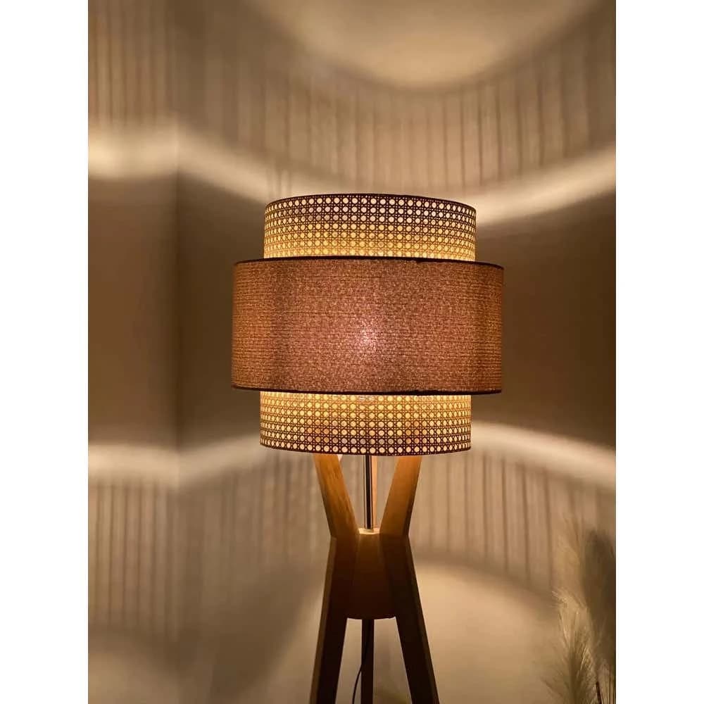 TBS Rattan Boho Floor Lamp – 160×45 cm – Beige