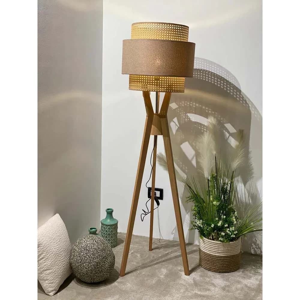 TBS Rattan Boho Floor Lamp – 160×45 cm – Beige