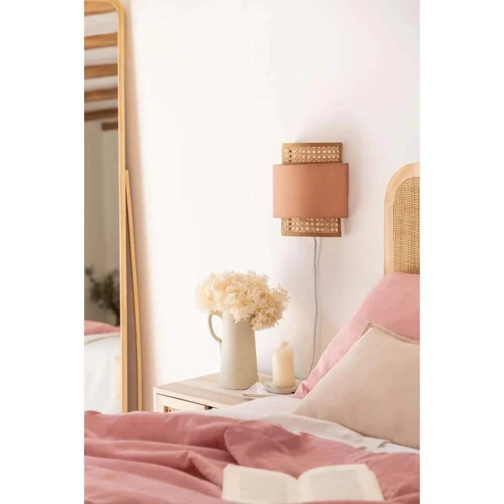 Boho wall sconce, rattan, 20x30 cm - beige