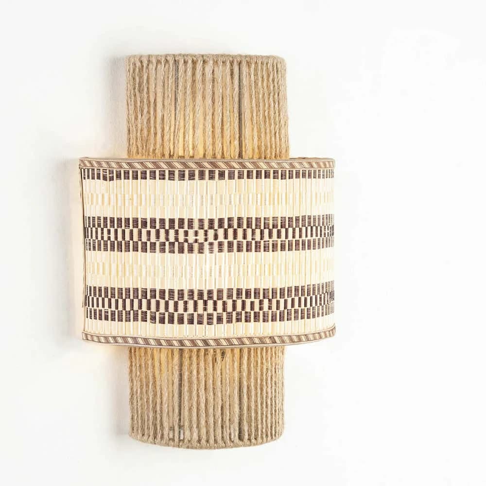 Boho wall sconce, rattan, 20x30 cm - beige
