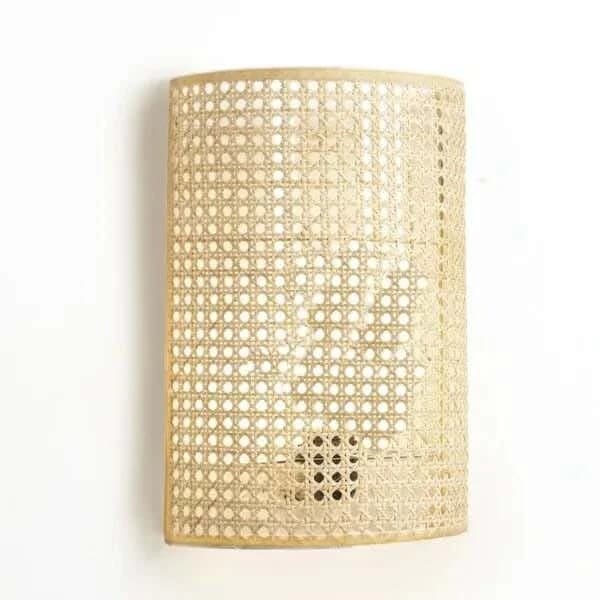 Boho wall sconce, rattan, 20x30 cm - beige