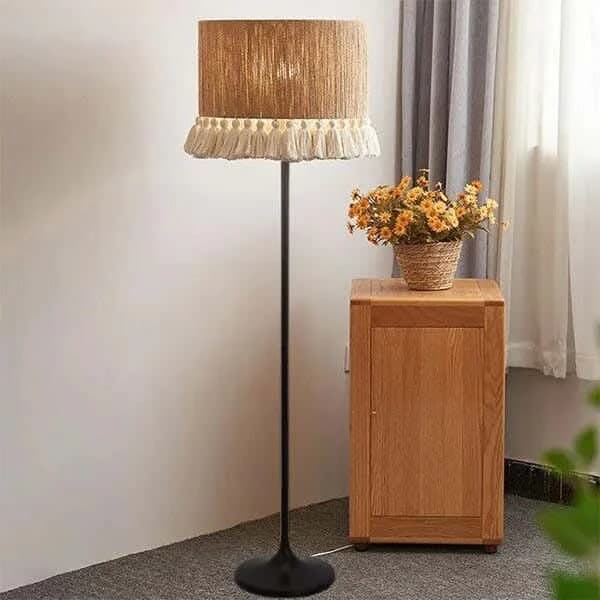 TBS Burlap Threads Boho Floor Lamp, 160 ×40 cm - Beige