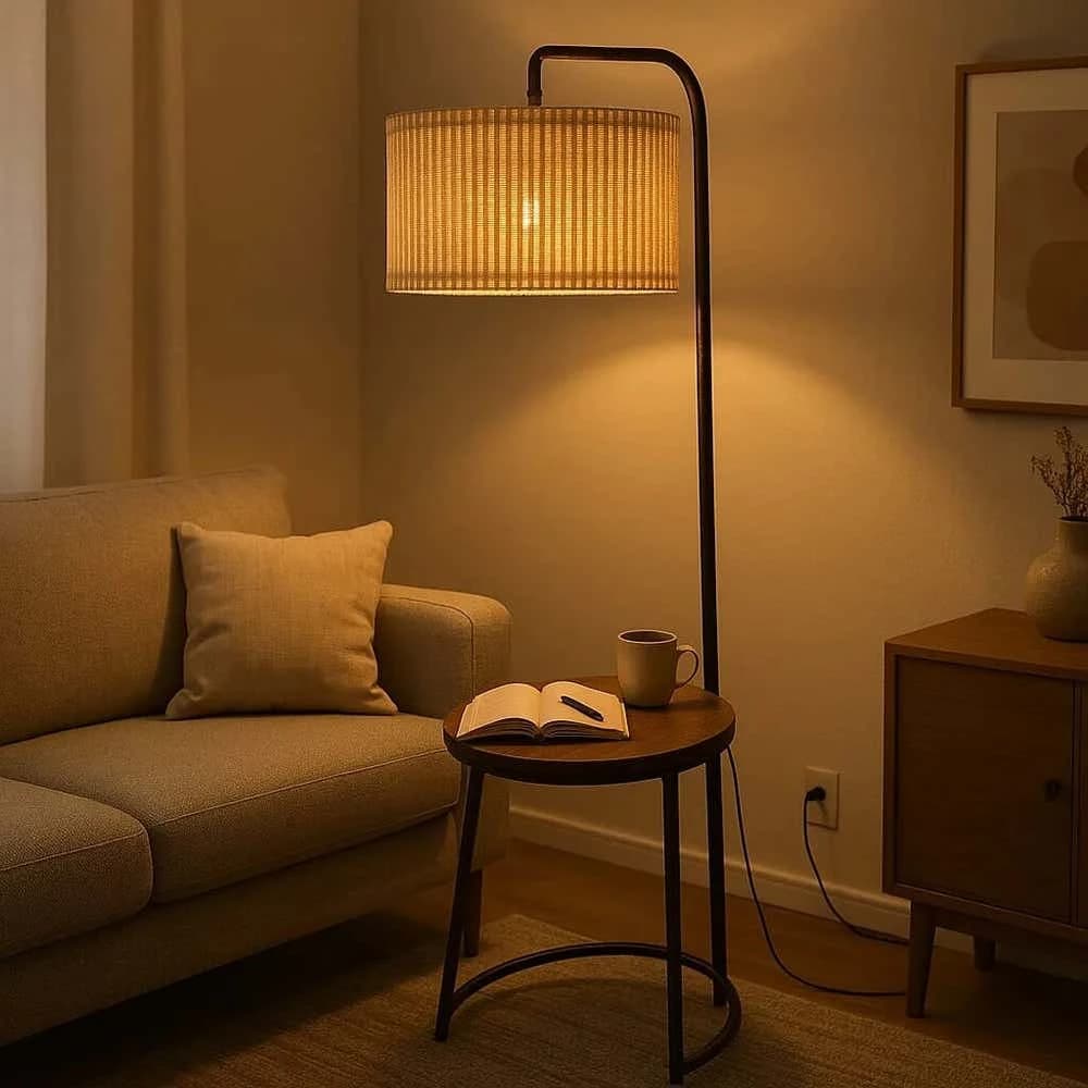 TBS Burlap Threads Boho Floor Lamp, 160 ×40 cm - Beige