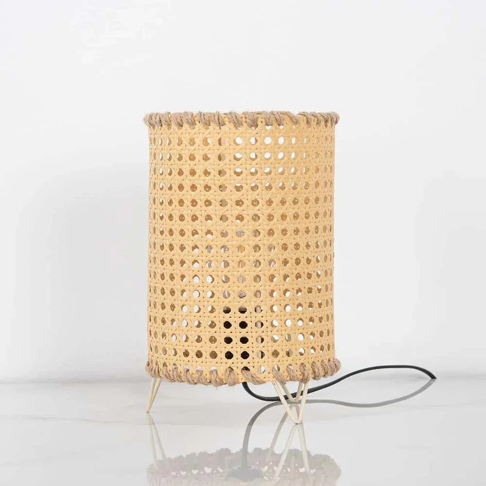 TBS Rattan Boho Table Lamp, 23 ×20 cm - Beige