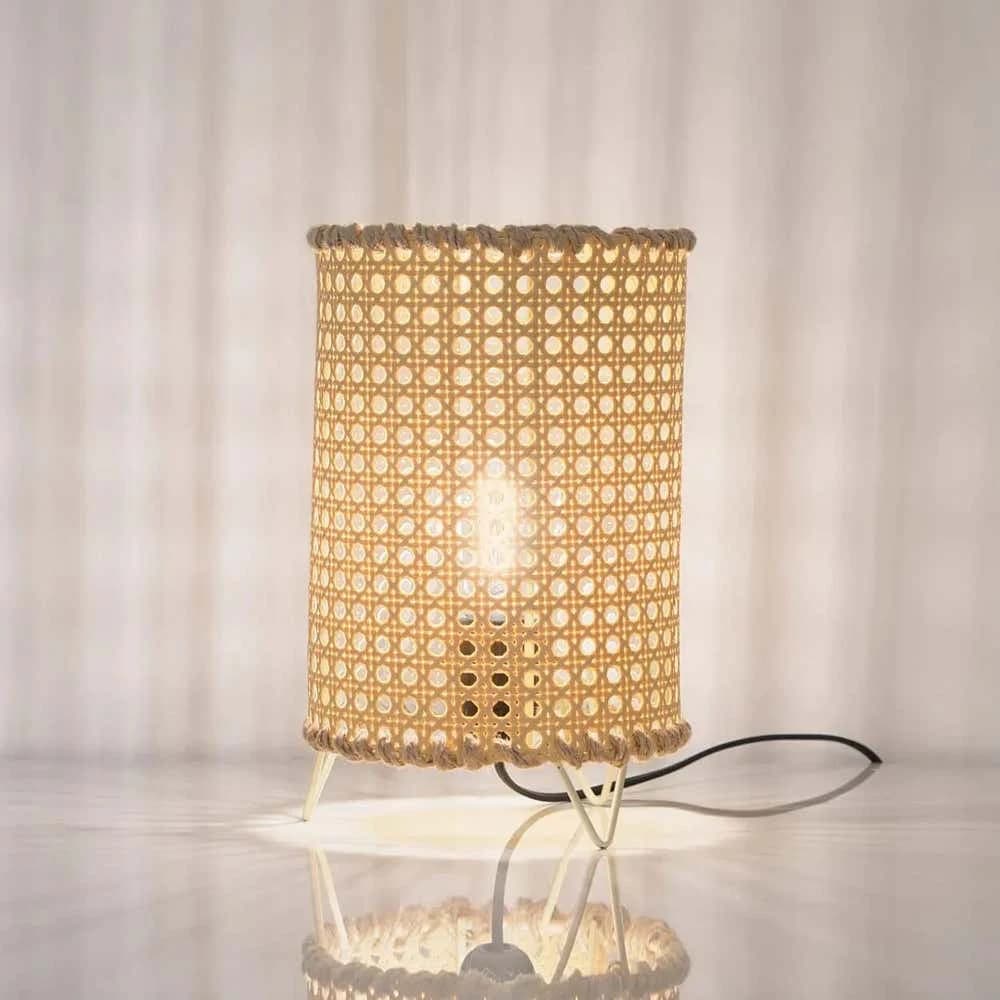 TBS Rattan Boho Table Lamp, 23 ×20 cm - Beige