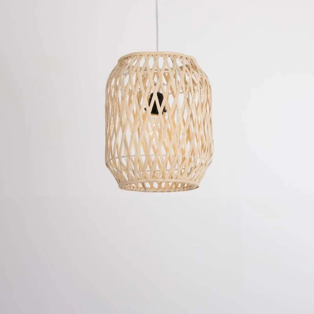 Boho ceiling chandelier, bamboo, 30x25 cm - beige