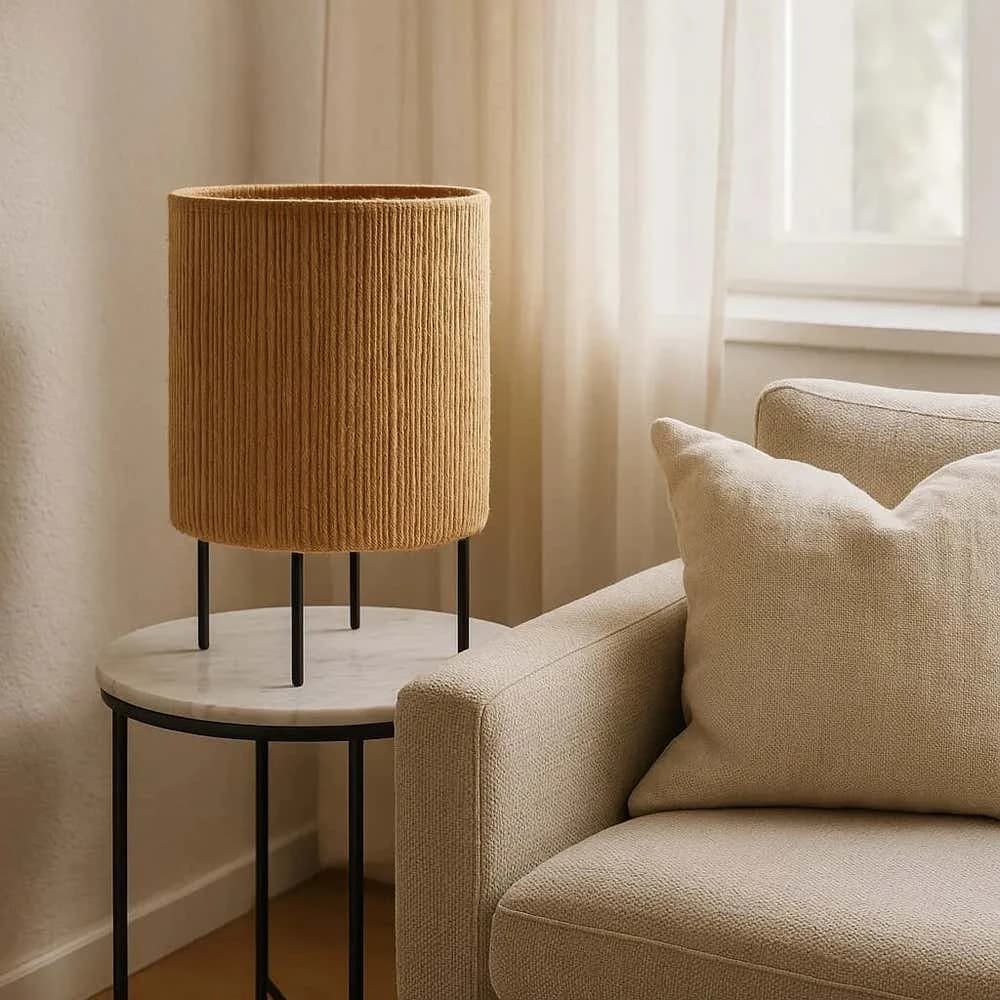 TBS Burlap Threads Boho Table Lamp, 25 ×20 cm - Beige