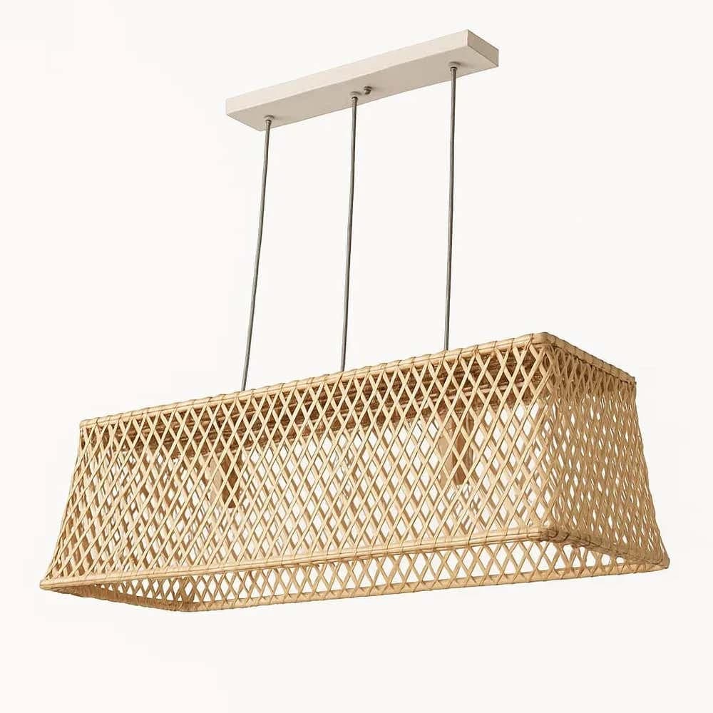 Boho ceiling chandelier, bamboo, 25x80 cm - beige