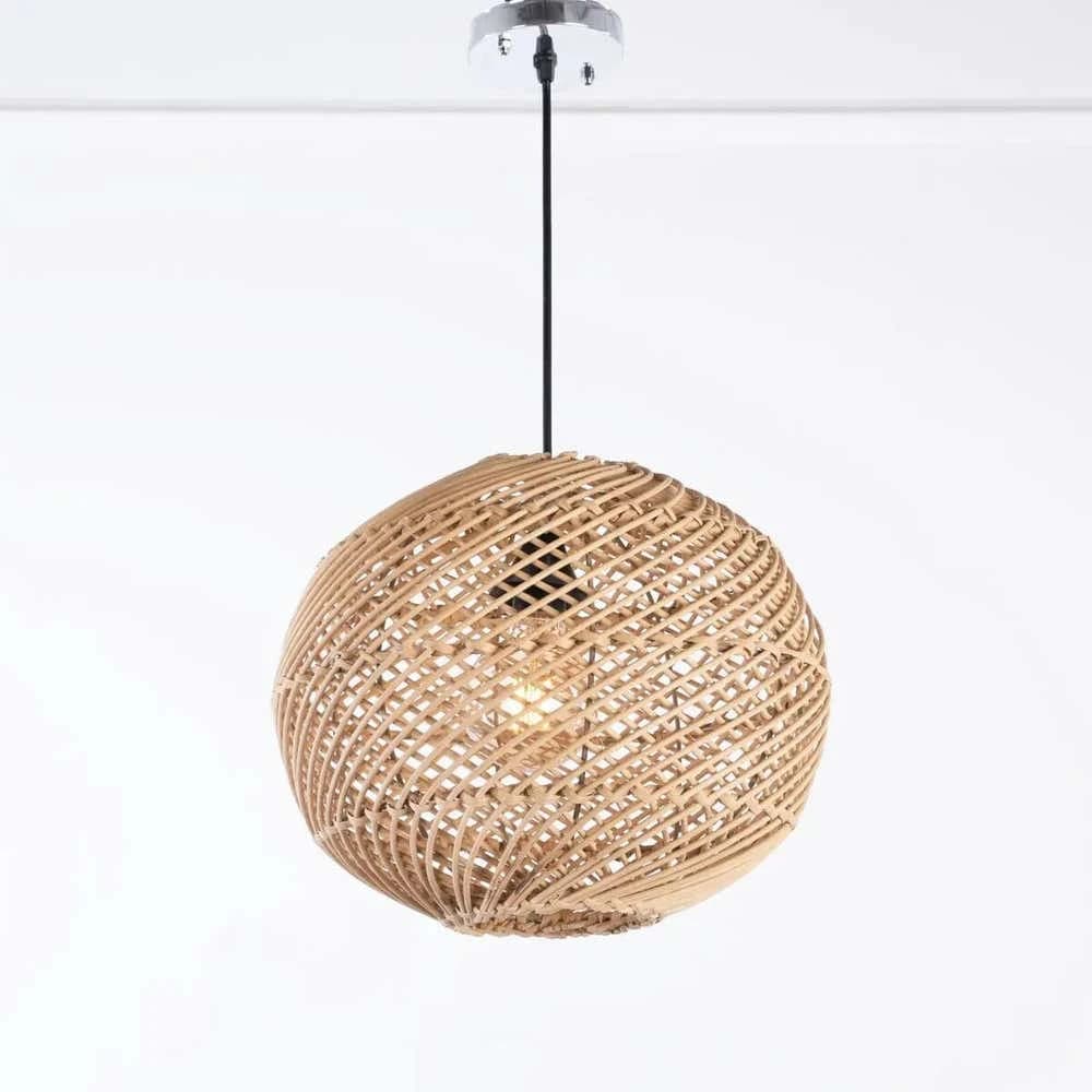 Boho ceiling chandelier, bamboo, 30x30 cm - beige