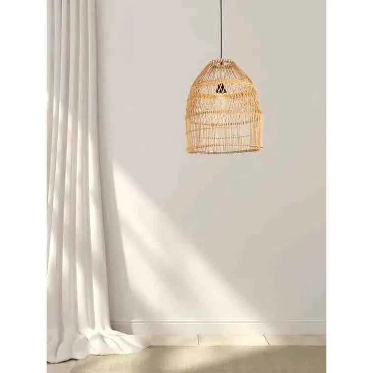 Boho ceiling chandelier, bamboo, 30x40 cm - beige