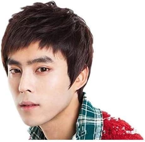 Men's Short Wig Dark Brown Wig Fashion Korean Style