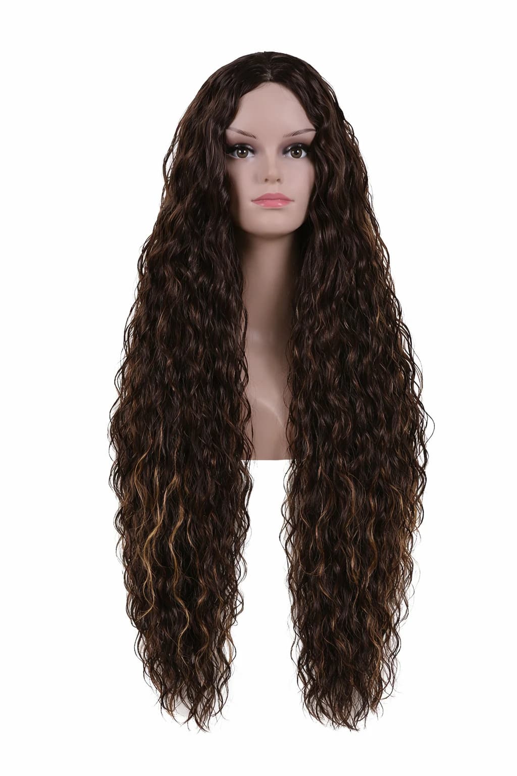 Long Wavy Brown Wig Women's Curly Wig Long Length Natural Style
