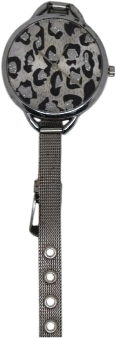 Women's Wrist Watch – Leopard Design, Grey, Mesh Steel Band