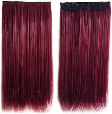 Extension Hair – Lace Style with 5 Clips, Integrated Maroon Color