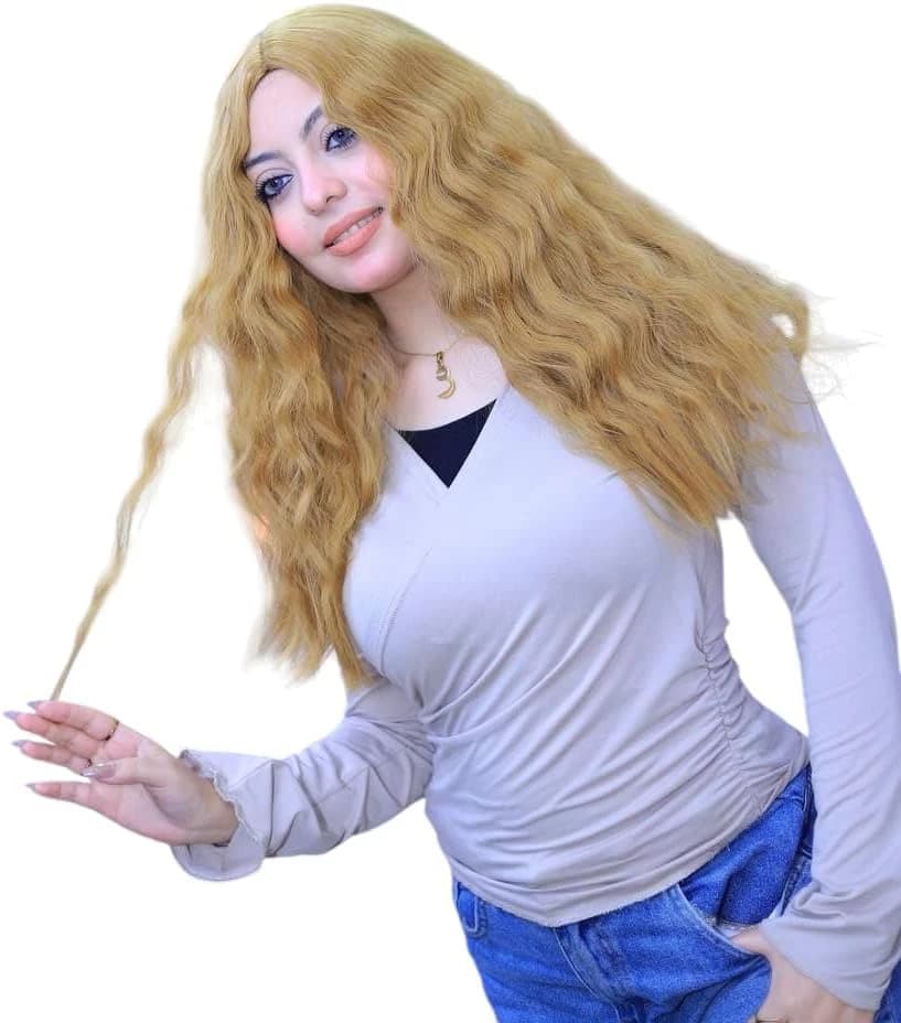 Long Wavy Wig – Golden Blonde, Full Synthetic Hair for Women
