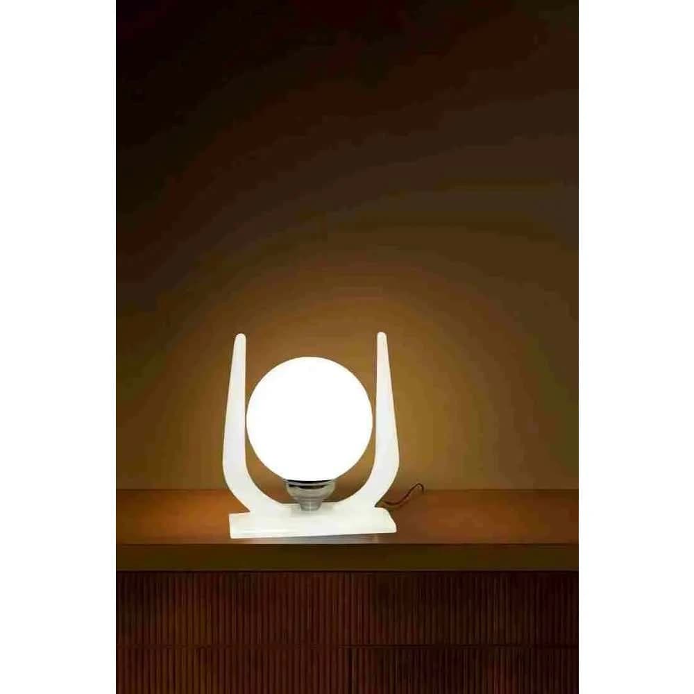 TBS Wood Modern Globe Table Lamp, 35 ×15 cm - White