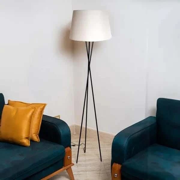 TBS Fabric Modern Floor Lamp, 160 ×40 cm - Off White