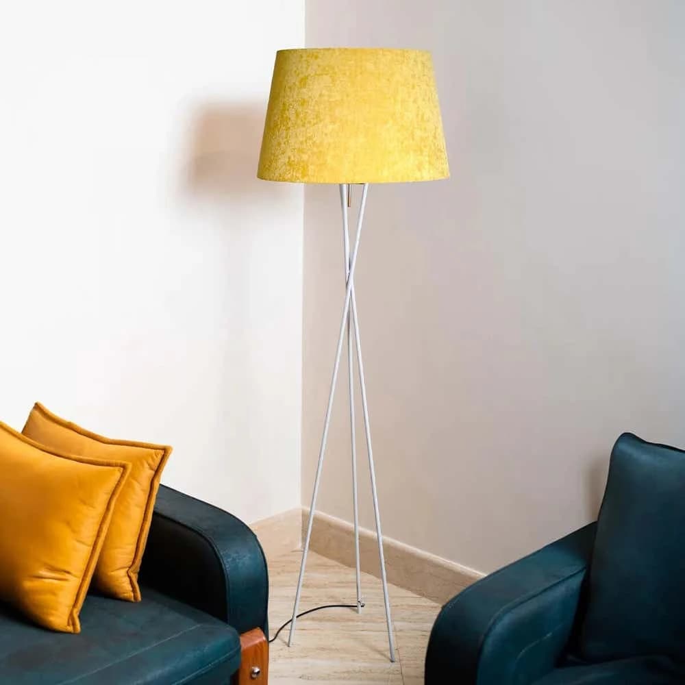 TBS Fabric Modern Floor Lamp, 160 ×40 cm - Mustard