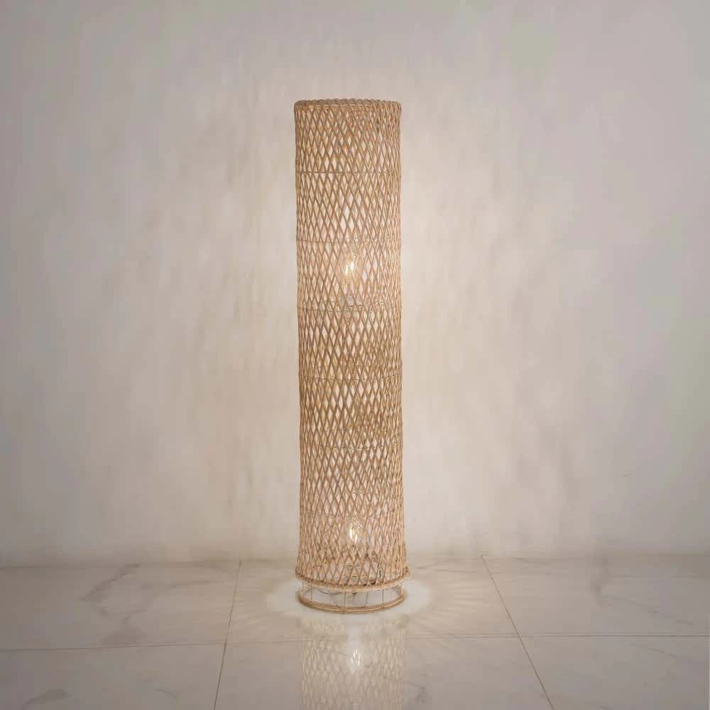 TBS Bamboo Boho Floor Lamp, 120 ×20 cm - Beige