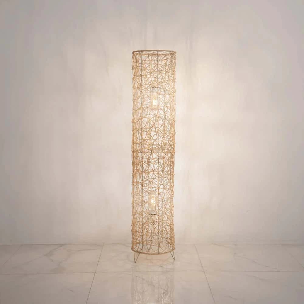 TBS Bamboo Boho Floor Lamp, 120 ×20 cm - Beige