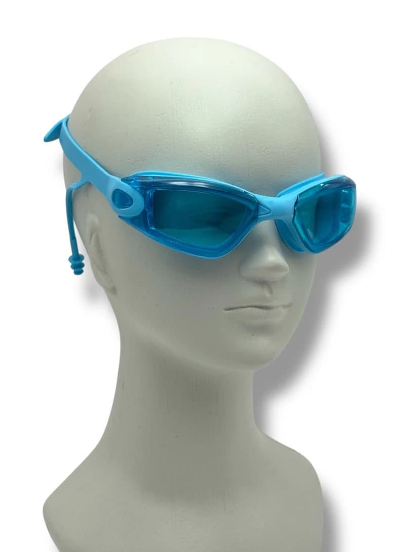 Swimming Goggles with Back Closure for Expandable Fit + Comfortable Earplugs