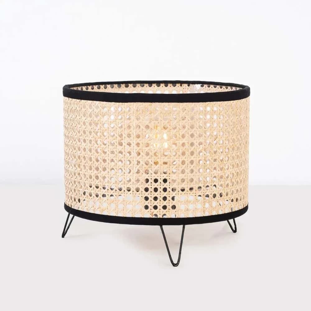 TBS Rattan Boho Table Lamp, 15 ×25 cm - Beige