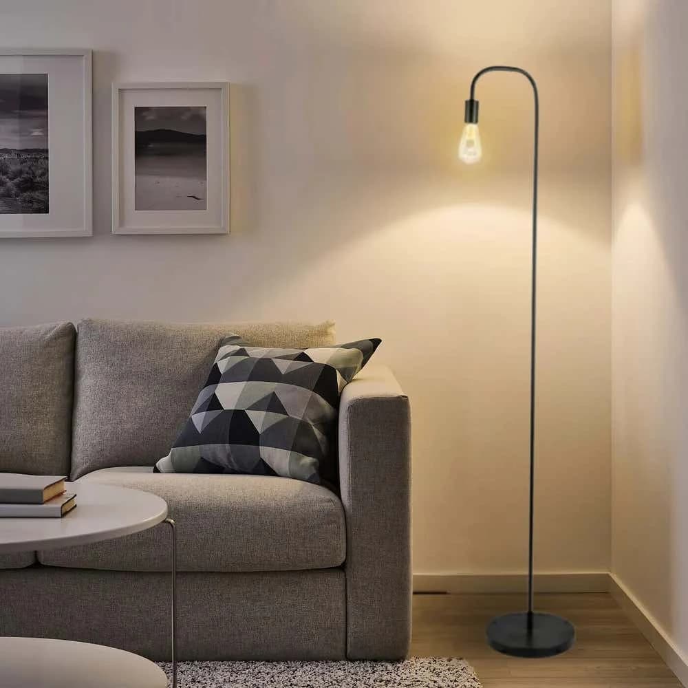 TBS Metal Floor Lamp Modern Globe, 160 ×15 cm - Black
